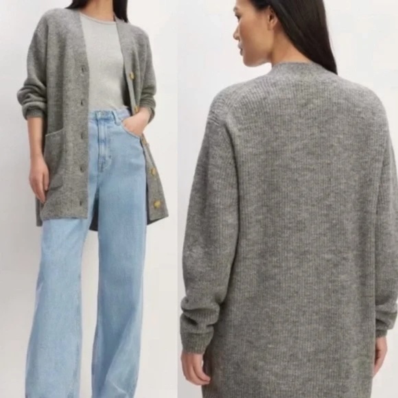 Everlane: The Oversized Alpaca Pocket Cardigan - Heathered Stone, XX Small - Picture 5 of 5